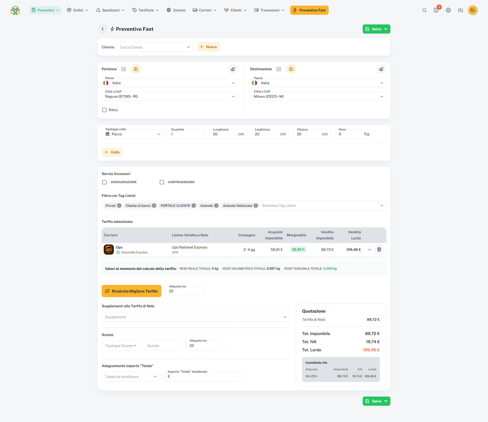 Aweboship — piattaforma spedizioni, tariffe, corrieri e tracking